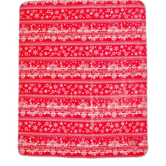 NWT Victoria Secret auth. Plus Fleece Blanket Fair Isle Red sealed in plastic - Picture 5 of 7
